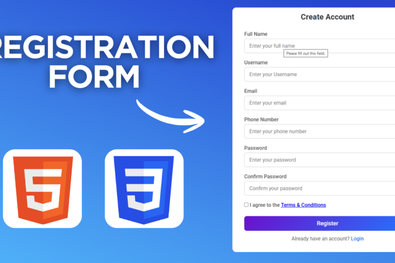 How to Create a Modern Registration Form Using HTML and CSS
